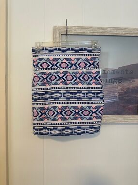 Size Medium Charlotte Russe Blue, Pink & White Aztec Mini Skirt